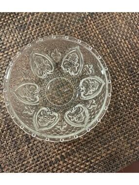 Crystal vintage pressed glass bowl or candy dish made by KIG Indonesia